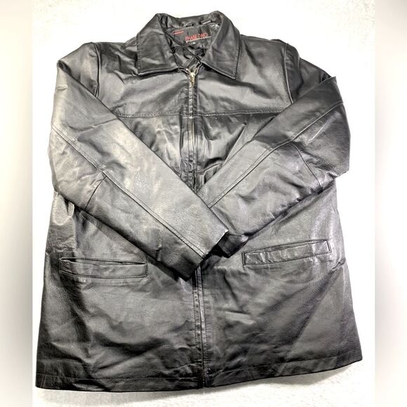 Phase Two Men’s Vintage Black Leather Jacket Size XL - Picture 1 of 5